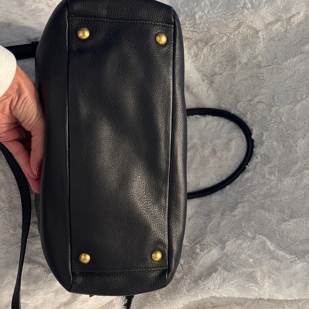 Prada Black Leather Satchel with Gold Accents - Picture 5 of 10